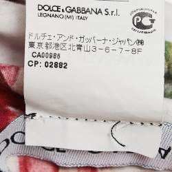 Pre Owned Dolce & Gabbana White Floral Print Cotton Ruffled Dress L