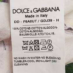 Pre Owned Dolce & Gabbana White Floral Print Cotton Ruffled Dress L