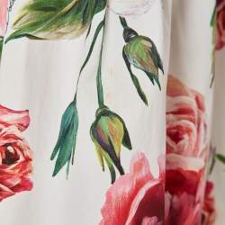 Pre Owned Dolce & Gabbana White Floral Print Cotton Ruffled Dress L