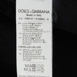 Pre Owned Dolce & Gabbana Black Wool and Satin Trim Single Breasted Blazer M
