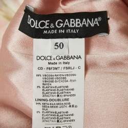 Pre Owned Dolce & Gabbana Pink Lily Print Crepe Mini Dress XL