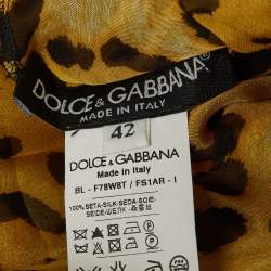 Pre Owned Dolce & Gabbana Yellow Leopard Print Silk Off-Shoulder Top M