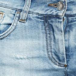Pre Owned Dolce & Gabbana Blue Distressed Denim Skinny Jeans S Waist 30"
