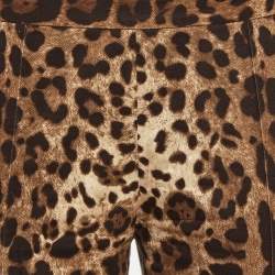 Pre Owned Dolce & Gabbana Brown Leopard Print Stretch Cotton Trousers S