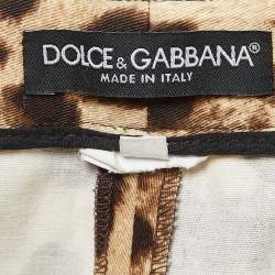 Pre Owned Dolce & Gabbana Brown Leopard Print Stretch Cotton Trousers S
