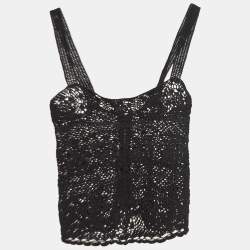 Pre Owned Dolce & Gabbana Black Crochet Knit Sheer Cami Top S