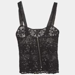 Pre Owned Dolce & Gabbana Black Crochet Knit Sheer Cami Top S