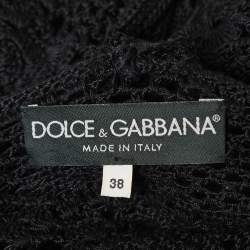 Pre Owned Dolce & Gabbana Black Crochet Knit Sheer Cami Top S