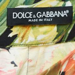 Pre Owned Dolce & Gabbana Multicolor Floral Print Poplin Tiered Short Skirt M