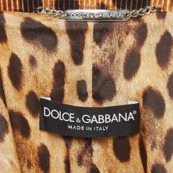Pre Owned Dolce & Gabbana Brown Leopard Print Corduroy Single Breasted Blazer S