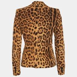 Pre Owned Dolce & Gabbana Brown Leopard Print Corduroy Single Breasted Blazer S