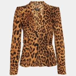 Pre Owned Dolce & Gabbana Brown Leopard Print Corduroy Single Breasted Blazer S