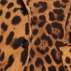 Pre Owned Dolce & Gabbana Brown Leopard Print Corduroy Single Breasted Blazer S