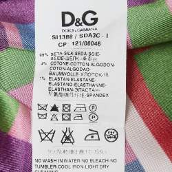 D&G Multicolor Printed Silk Asymmetric Midi Skirt S