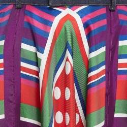 D&G Multicolor Printed Silk Asymmetric Midi Skirt S