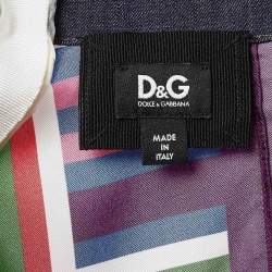 D&G Multicolor Printed Silk Asymmetric Midi Skirt S