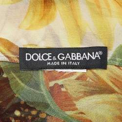 Pre Owned Dolce & Gabbana Yellow Floral Print Button Front Tie-Up Neck Blouse S