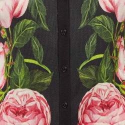 Pre Owned Dolce & Gabbana Black Floral Print Knit Button Front Cardigan S