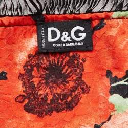 Pre Owned Dolce & Gabbana Black Floral Print Satin Ruffled Shirt M
