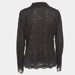 Dolce & Gabbana Black Floral Lace Button Front Jacket M