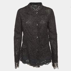 Dolce & Gabbana Black Floral Lace Button Front Jacket M