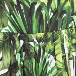 Pre Owned Dolce & Gabbana Green Leaves Print Cotton Halter Neck Short Dress M