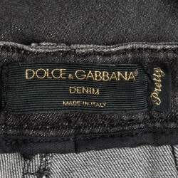 Pre Owned Dolce & Gabbana Grey Distressed Denim Jeans S Waist 26"