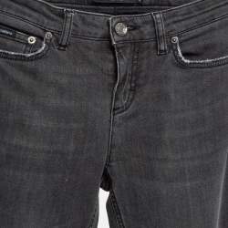 Pre Owned Dolce & Gabbana Grey Distressed Denim Jeans S Waist 26"