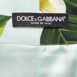 Dolce & Gabbana Green Floral Print Crepe Buttoned Abaya S