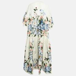 مملوكة مسبقًا Dolce & Gabbana Exclusive Green Floral Print Poplin Flared Maxi Dress S