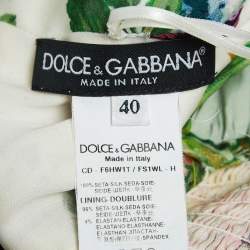 Pre Owned Dolce & Gabbana Green Floral Print Chiffon Silk Waist Tie Detail Maxi Dress S