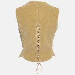 Dolce & Gabbana Tan Corduroy Lace-Up Vest M