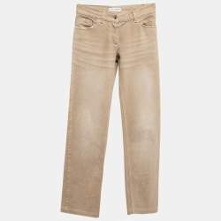 Pre Owned Dolce & Gabbana Vintage Brown Cotton Drill Straight Leg Pants S