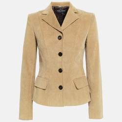 Pre Owned Dolce & Gabbana Vintage Tan Corduroy Button Front Jacket M