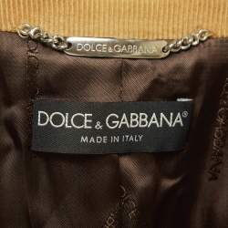 Pre Owned Dolce & Gabbana Vintage Tan Corduroy Button Front Jacket M