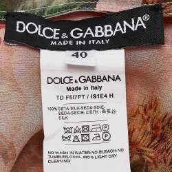 مملوكة مسبقًا Dolce & Gabbana Pink Floral Print Silk Sheer Kaftan Maxi Dress S