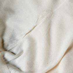 Pre Owned Dolce & Gabbana Cream Silk Knit Crystal Button Front Cardigan L
