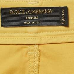Pre Owned Dolce & Gabbana Metallic Gold Coated Cotton Grace Skinny Pants S