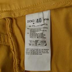 Pre Owned Dolce & Gabbana Metallic Gold Coated Cotton Grace Skinny Pants S