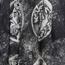 Pre Owned Dolce & Gabbana Grey Printed Linen Midi Skirt S