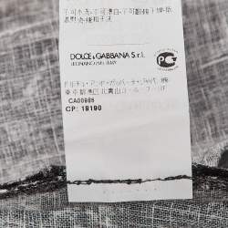 Pre Owned Dolce & Gabbana Grey Printed Linen Midi Skirt S