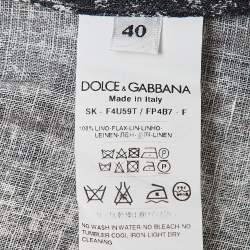 Pre Owned Dolce & Gabbana Grey Printed Linen Midi Skirt S