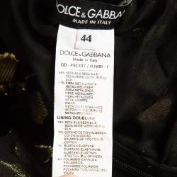 Pre Owned Dolce & Gabbana Black Polka Dot Silk Brocade Tie-Up Waist Mini Dress M