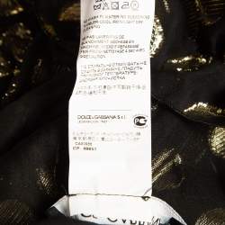 Pre Owned Dolce & Gabbana Black Polka Dot Silk Brocade Tie-Up Waist Mini Dress M