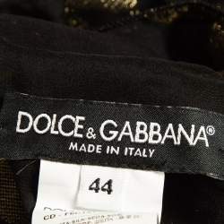 Pre Owned Dolce & Gabbana Black Polka Dot Silk Brocade Tie-Up Waist Mini Dress M