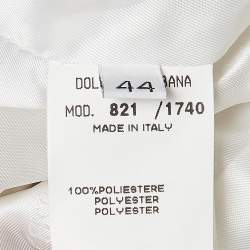 Pre Owned Dolce & Gabbana Vintage White Knit Single Breasted Skirt Suit M
