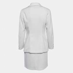Pre Owned Dolce & Gabbana Vintage White Knit Single Breasted Skirt Suit M