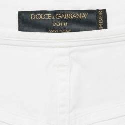 Pre Owned Dolce & Gabbana White Denim Amber Jeans L Waist 34"