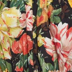 Pre Owned Dolce & Gabbana Black Floral Print Cotton Tiered Midi Dress S