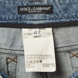 Pre Owned Dolce & Gabbana Blue Bleached Denim Skinny Jeans M Waist 34"